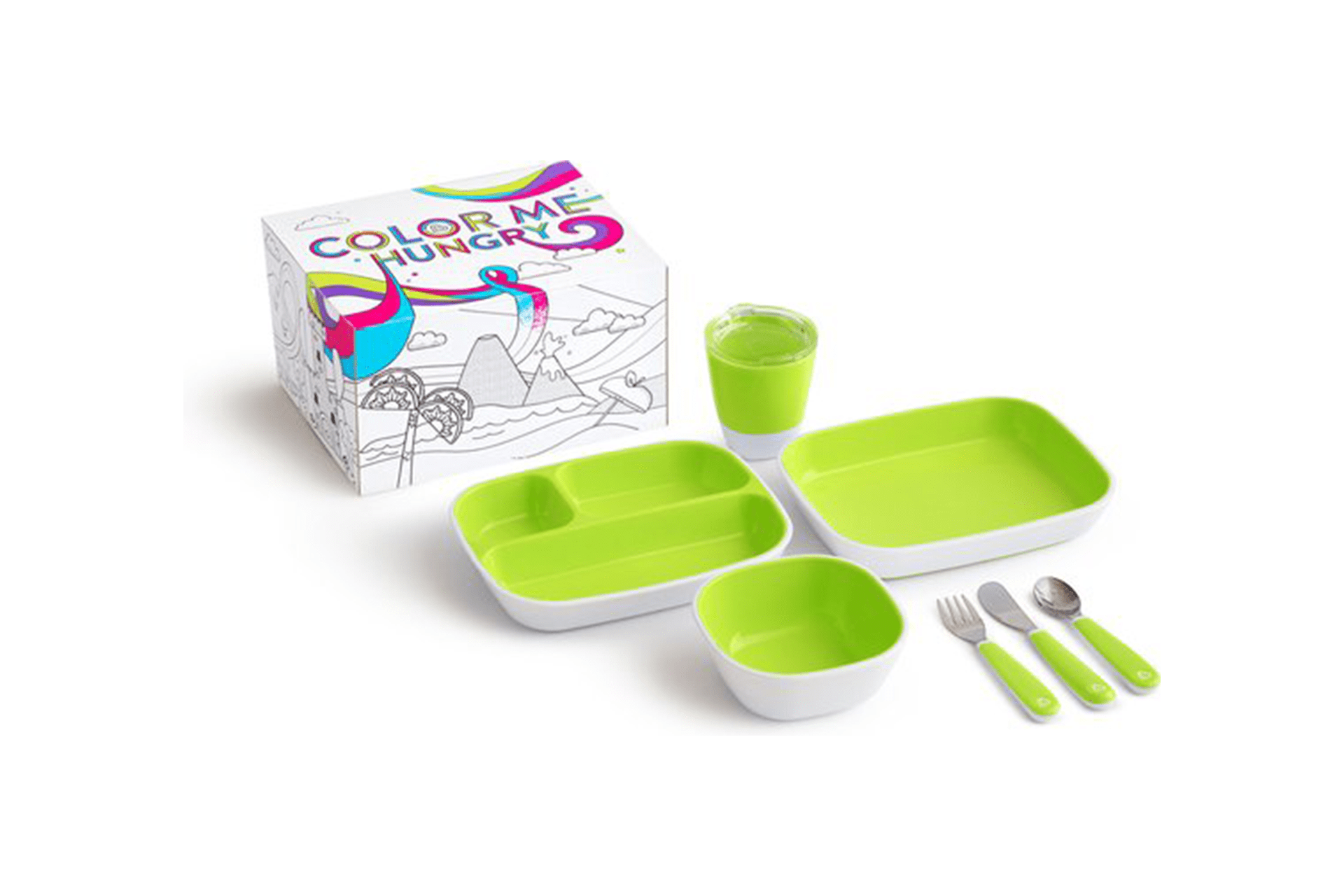 eetset voor baby's in het groen